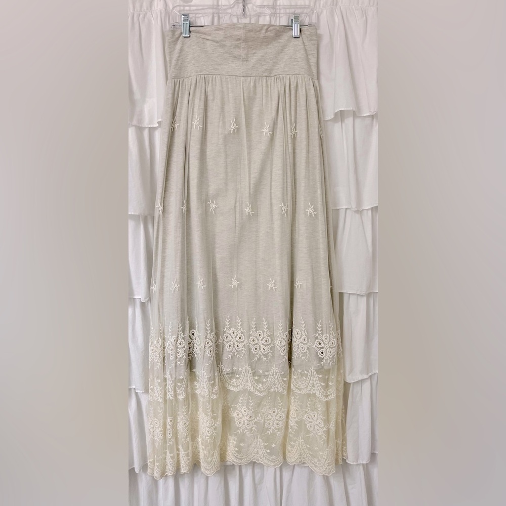 Sundance Knit Maxi Skirt with Lace Overlay Size M